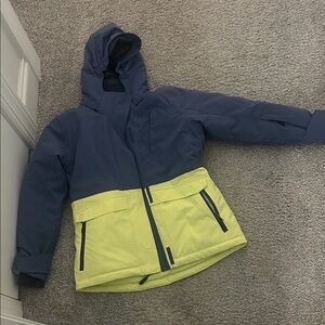Stylish Navy and Yellow Kids Puffer Jacket